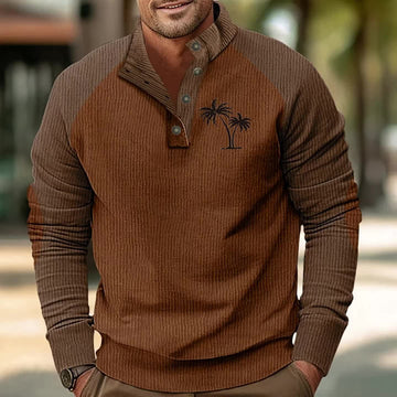 Arthur | Men's Contrast Raglan Knit Henley Jumper