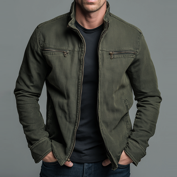 Ethan | Men's  Vintage Washed Zip Pockets Canvas Jacket